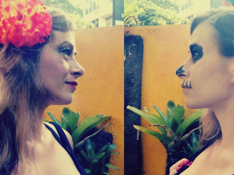 Leben und Tod als Karnevals-Makeup beim Karneval in Rio